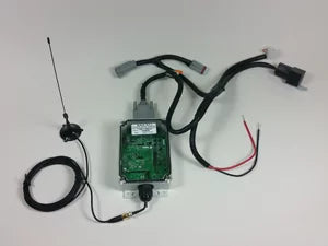 Electronic control unit with wiring on a white background