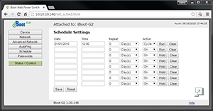 iBoot-G2 Screenshot: Setup Scheduled Events