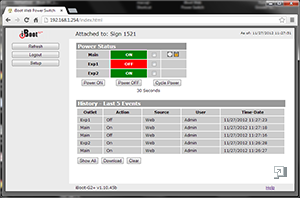 iBoot-G2 Screenshot: Power Status and AutoPing
