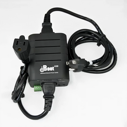 iBoot-G2S model with built-in 10/100 network switch for easy installation and remote reboot.