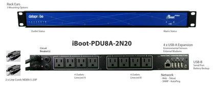 iBoot-PDU8A-2N20/iBoot-PDU with 8 individually controllable outlets for North American electrical standards

