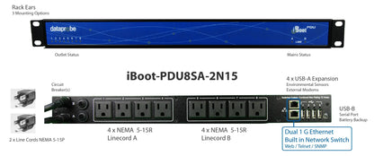 iBoot-PDU8SA-2N15/iBoot-PDU with 8 individually controllable outlets for North American electrical standards

