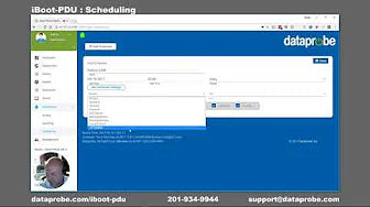 Dataprobe software interface on a computer screen with 'iBoot-PDU' scheduling feature.