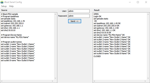 EZSetup screenshot iBoot-PDU Example