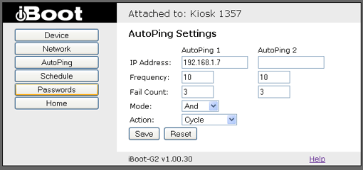 AutoPing Setup for iBoot-G2.